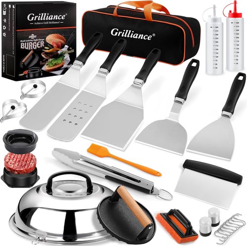 Grilliance 27-Piece Griddle Accessories Kit - Professional Hibachi Grill Tools & Enlarged Spatula Set for BBQ