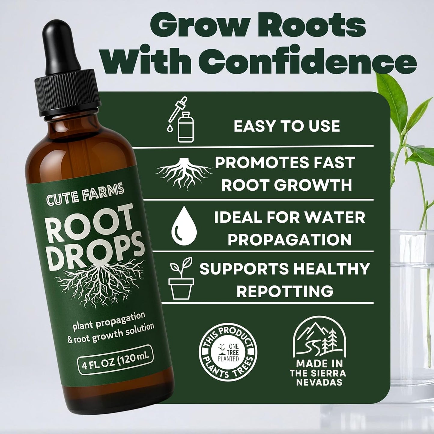 Root Drops - Liquid Rooting Booster for Rapid Growth | Stronger Roots & Reduced Transplant Shock | 4 oz
