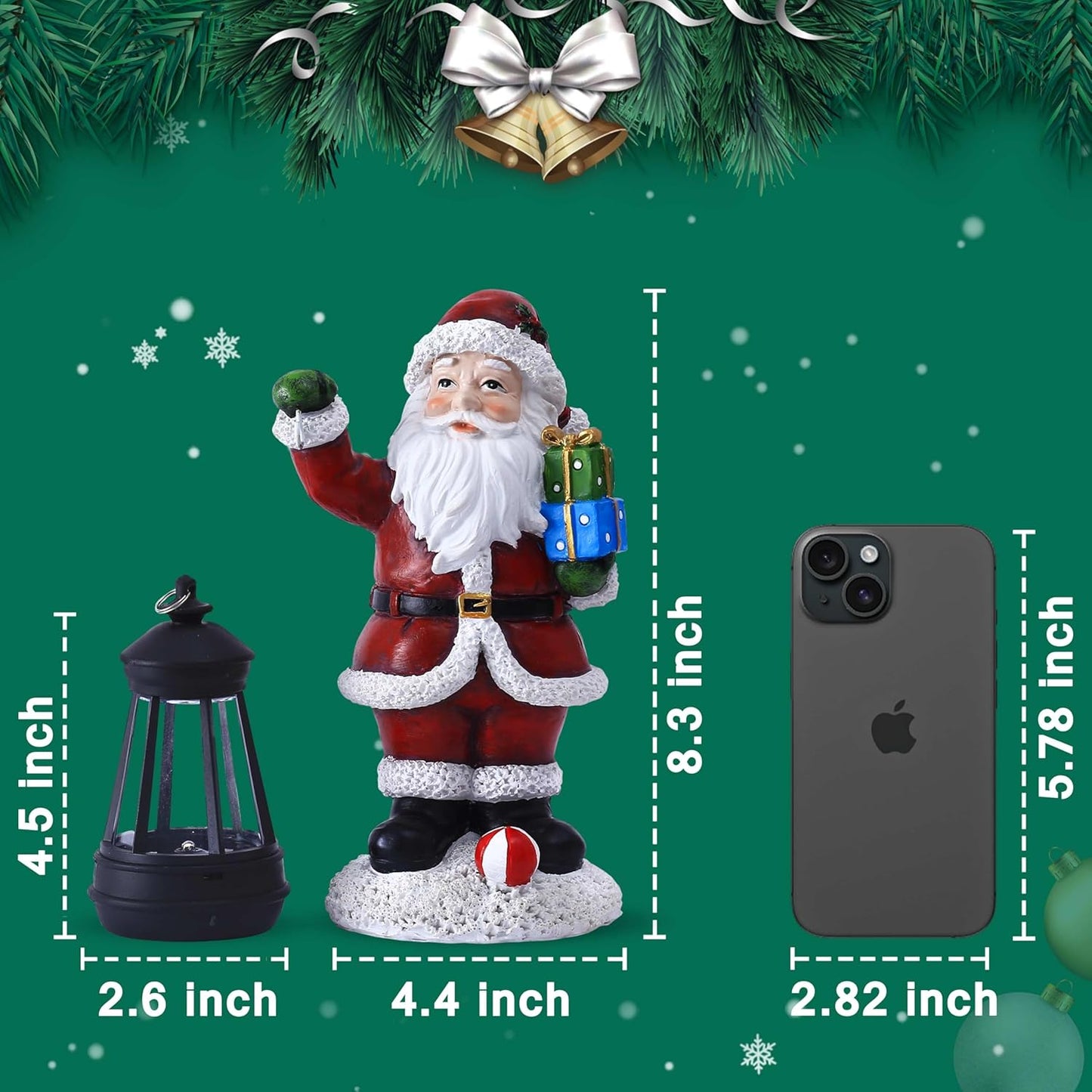 Skiennix Santa Claus Decor - Standing Figurines with Lantern Light for Indoor Ornaments | 2025 Holiday Centerpieces