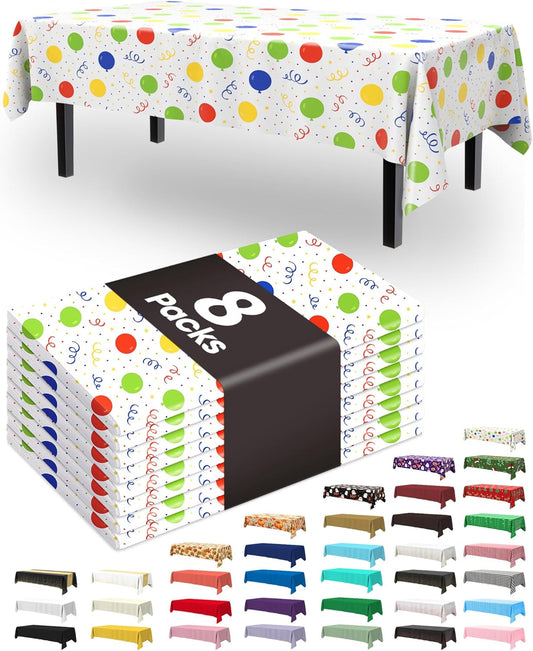 Pureegg Disposable Plastic Tablecloths - 54 x 108 Inch, Leakproof & Sturdy for Birthday Parties, Picnics & Baby Showers