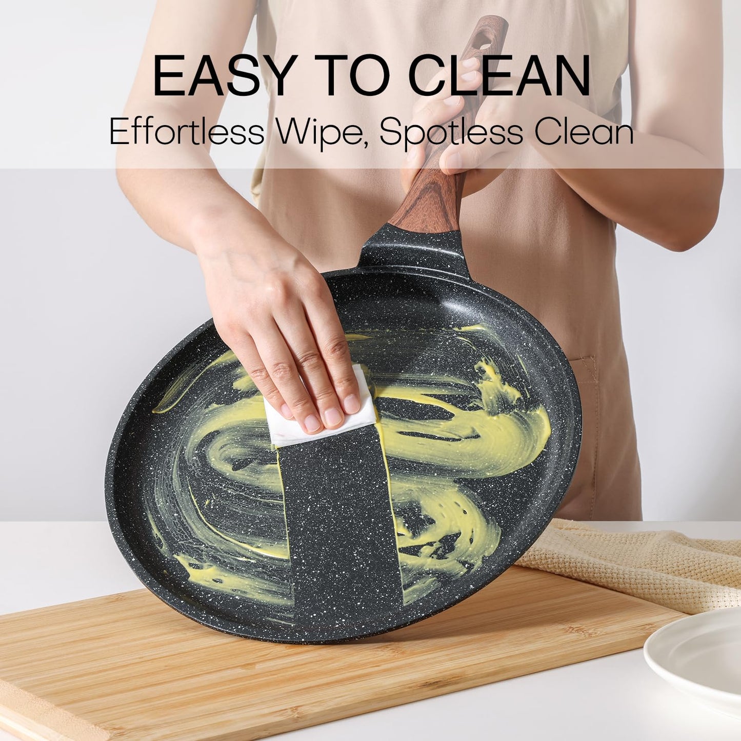 Kordisen Crepe Pan Nonstick, 10 Inch Dosa Pan with Spreader, Granite Coating Comales Para Tortillas Pancake Pan, Flat Bottom for Stove Top, Induction Compatible, PFOA Free