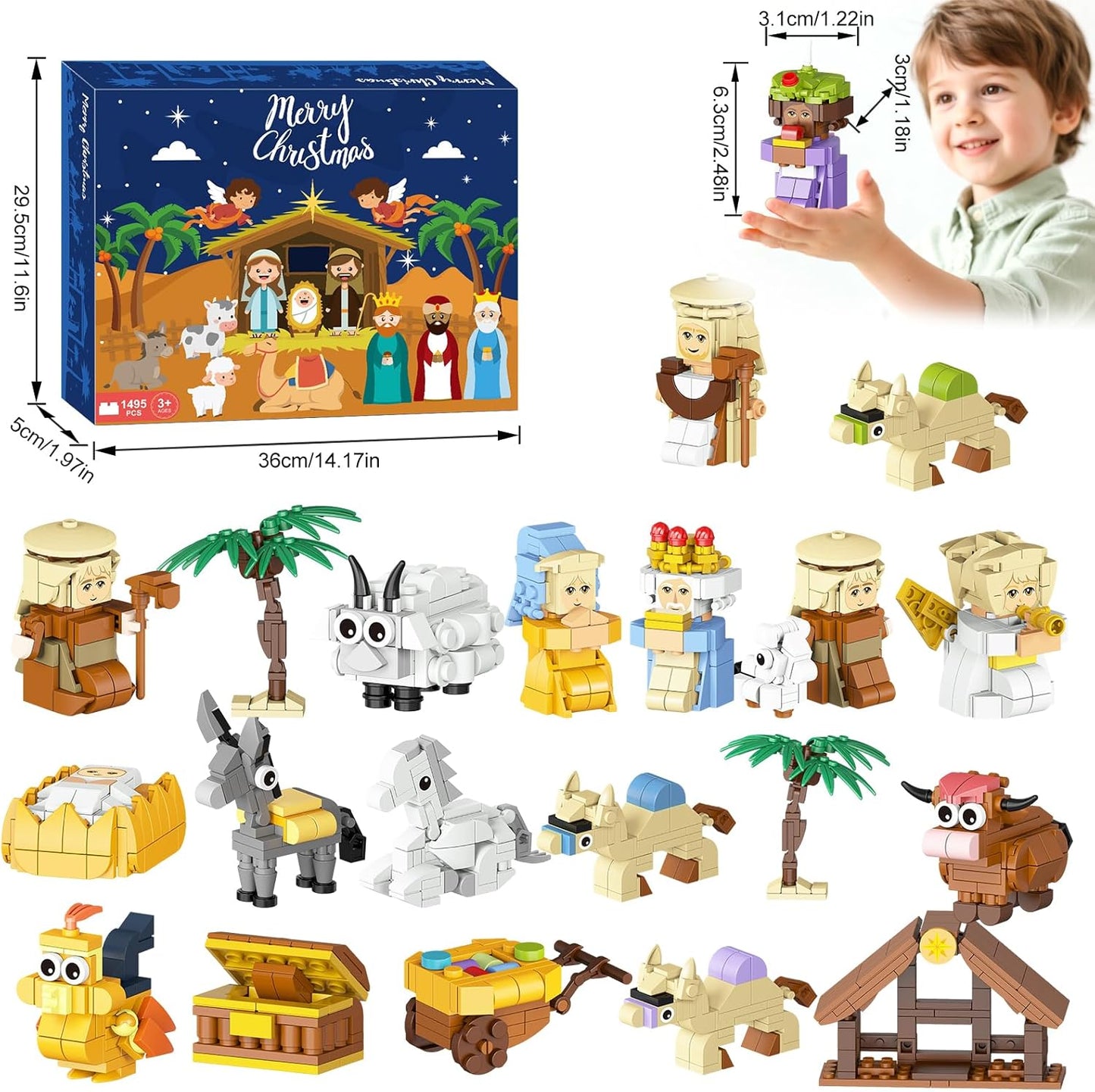Nativity Building Blocks Advent Calendar 2025 - 24 Days of Christmas Countdown STEM Toy for Ages 6+