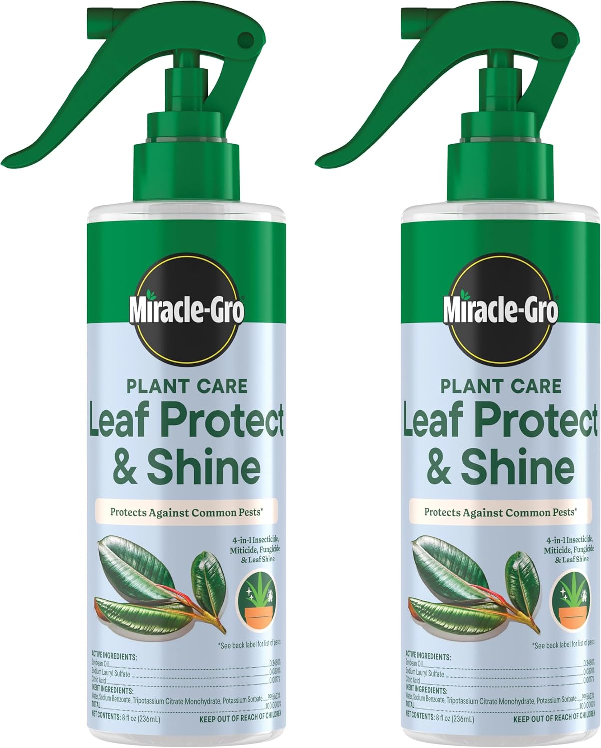 Miracle-Gro Leaf Protect & Shine Spray - 4-in-1 Insecticide, Miticide, Fungicide | 8 fl. oz., 2-Pack