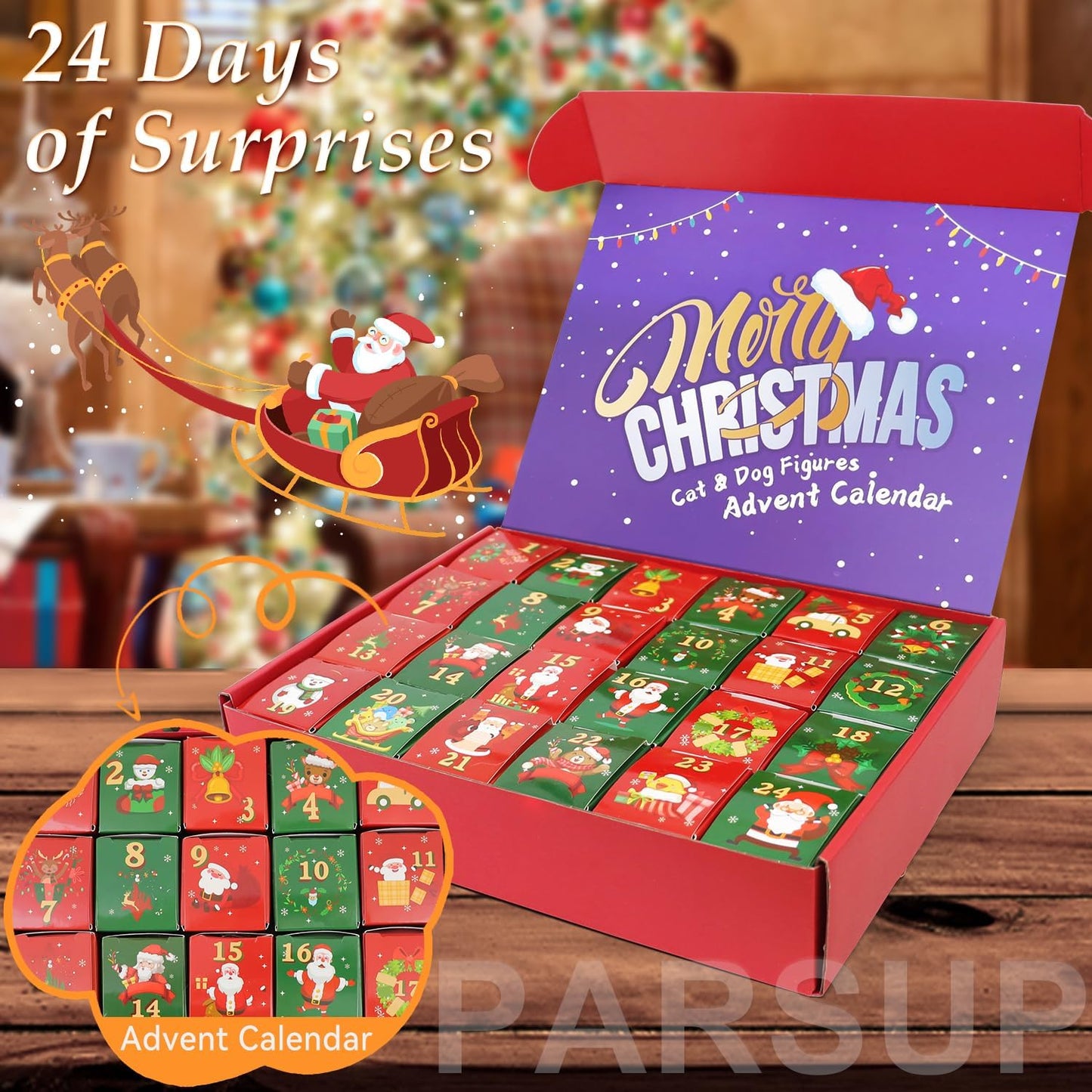 Skiennix Christmas Advent Calendar - 24 Animal Figurines for Kids & Adults | Holiday Countdown Decor