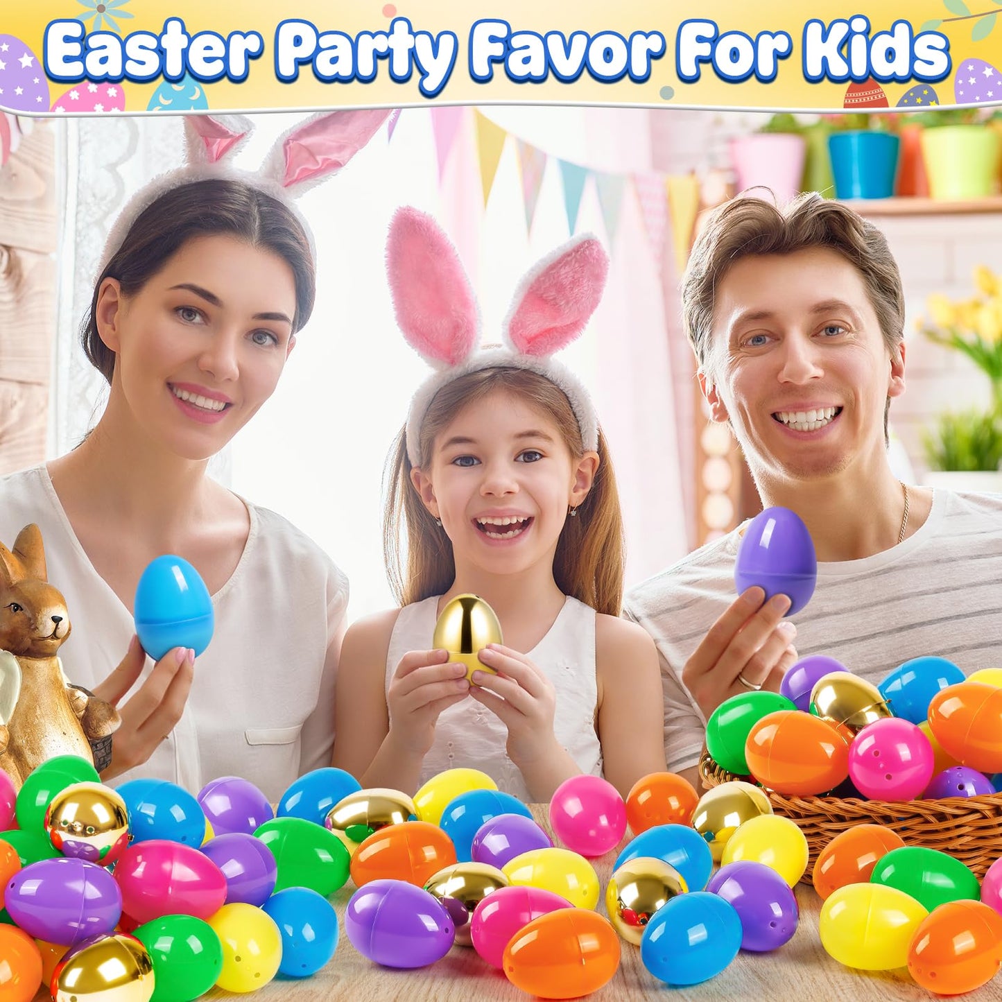 V-Opitos 3.15'' Big Fillable Plastic Eggs, 36 PCS Bulk Empty Easter Eggs in 6 Colors for Egg Hunt, Surprise Eggs, Basket Stuffers Fillers, Easter Party Favor for Kids