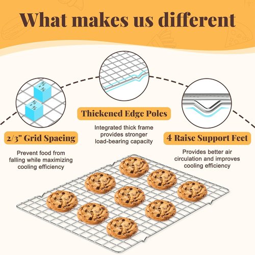 Cooling Racks | Skiennix 2-Piece 10" x 15" Grid Wire Baking Rack - Dishwasher Safe for Oven Cooking & Grilling