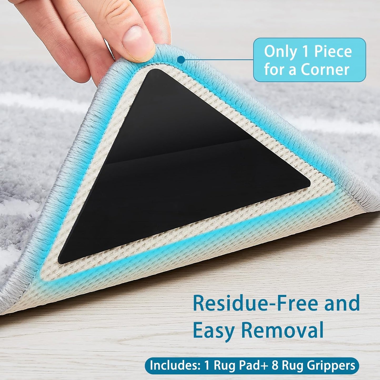 Veken Rug Gripper Pad - Non-Slip Cushion for Hardwood & Tile Floors | 8 Pcs, 2x3 Ft Anti-Skid Mat