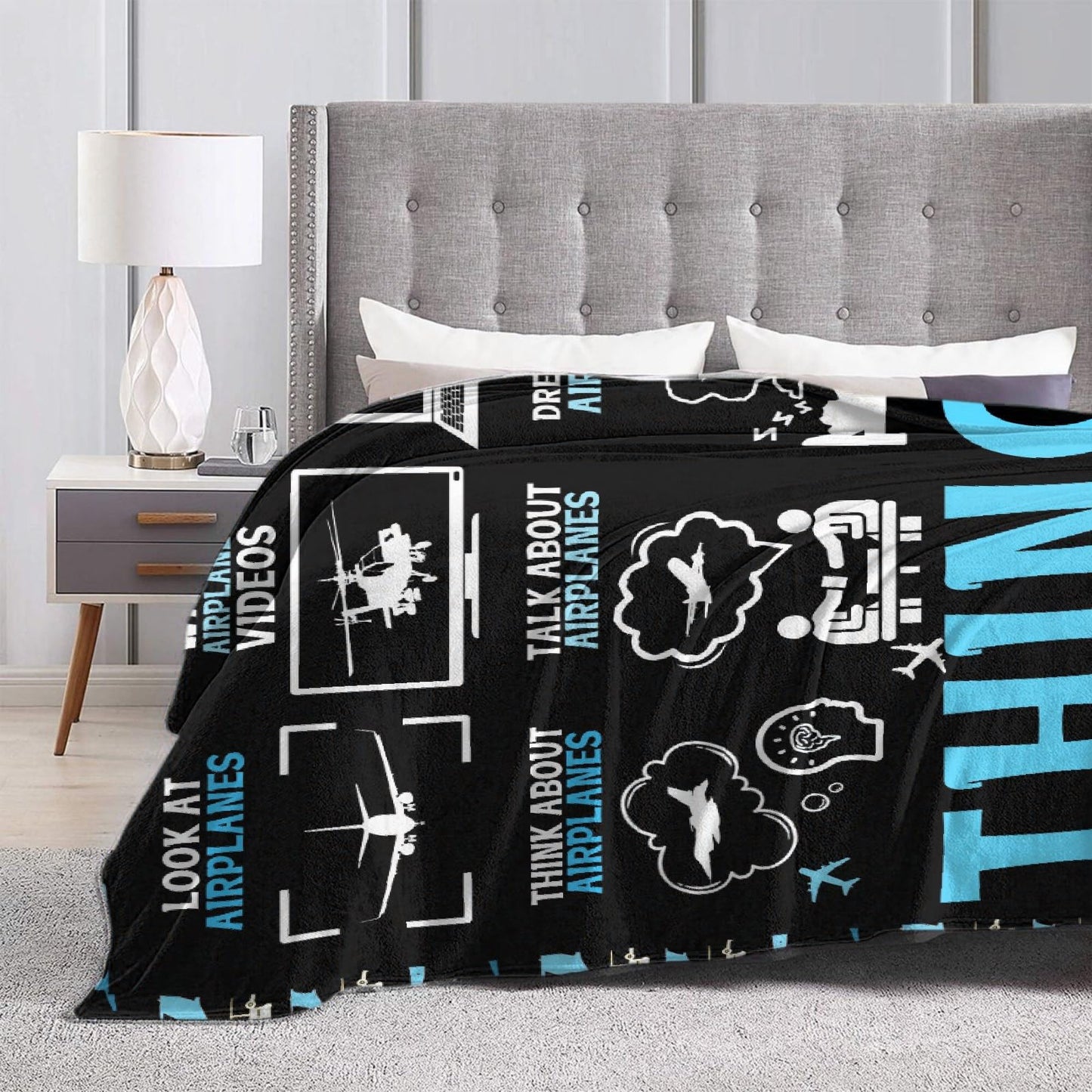 Airplane Throw Blanket, Aircraft Blanket, Pilot Gifts, Aviation Gifts for Men Boys Adults, Soft Flannel Plane Quilts, Airplane Decor, Lightweight Throw for Bed, Sofa, Outdoors, 40"x50" for Kids