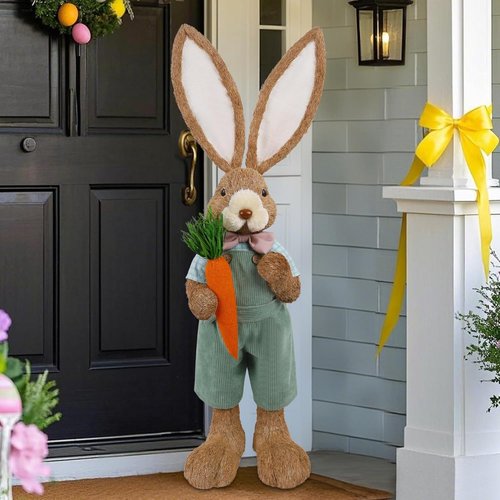 DR.DUDU Easter Bunny Decor - 2.7 FT Tall Bunny Statue with Carrot | Outdoor Porch Decoration for Spring