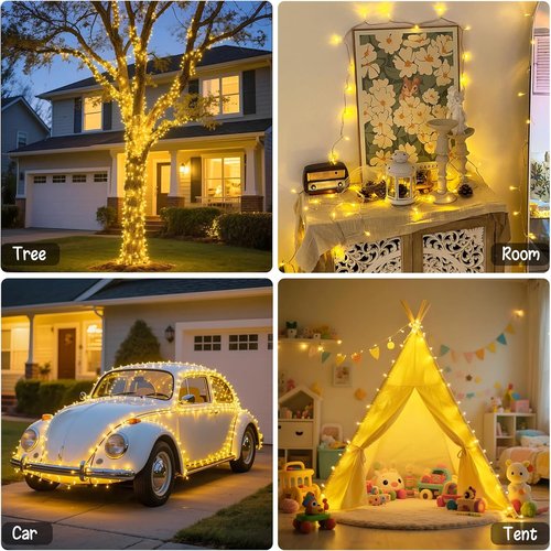 JMEXSUSS Battery Operated String Lights - 66ft 200 LED Warm White Fairy Lights with Remote | Indoor/Outdoor Decor