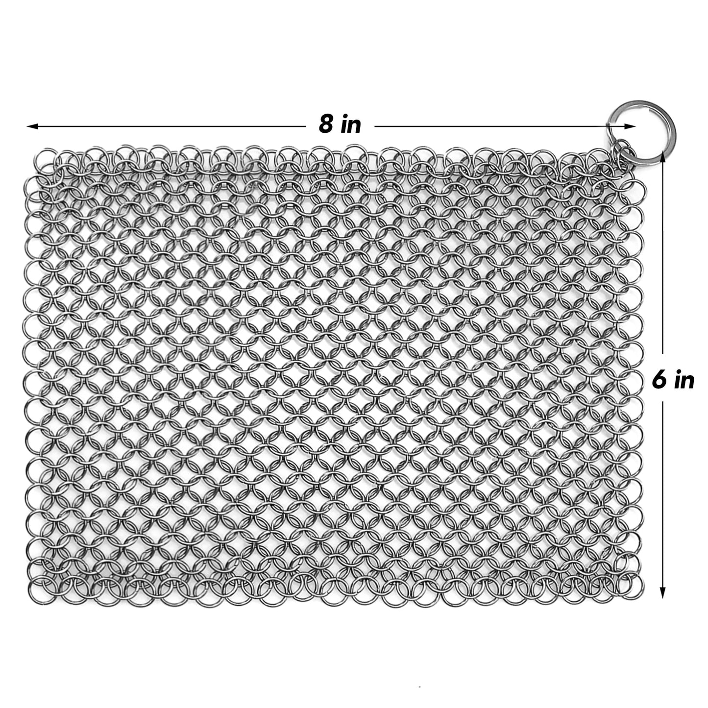TOPULORS Cast Iron Scrubber 316 Stainless Steel Skillet Cleaner 8"x6" Chainmail Scrubber Scraper Chain Mail Link Scrub for Cast Iron Pre-Seasoned Pans, Griddles, BBQ Grills, and Pot Cookware Cleaning