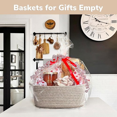 CHICVITA Storage Basket - Decorative Cotton Rope Toy Organizer with Handles | 13 x 9.8 x 5 Inches, Brown