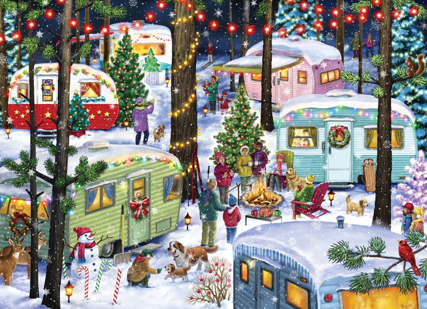 Vermont Christmas Company Jigsaw Puzzle Advent Calendar - 1000 Pieces Camping Theme for Family Fun