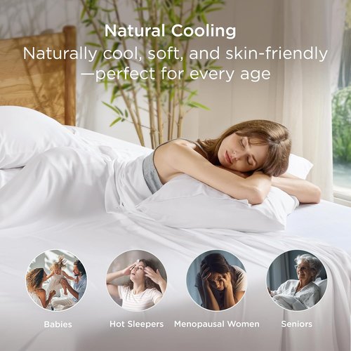 Bedsure Cooling Pillow Cases - Set of 2 Soft Rayon Bamboo Queen Pillow Covers | 20x30 Inches