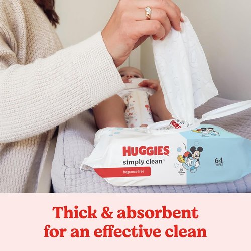 Huggies Simply Clean Baby Diaper Wipes - Unscented, 11 Flip-Top Packs (704 Total Wipes)