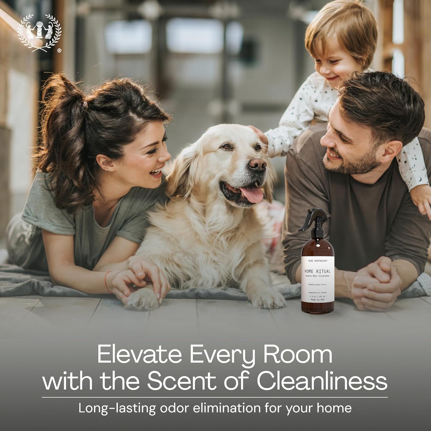 Muse Apothecary Odor Eliminator Spray - Active Furniture & Bathroom Deodorizer - 4oz Mediterranean Citrus Essential Oil