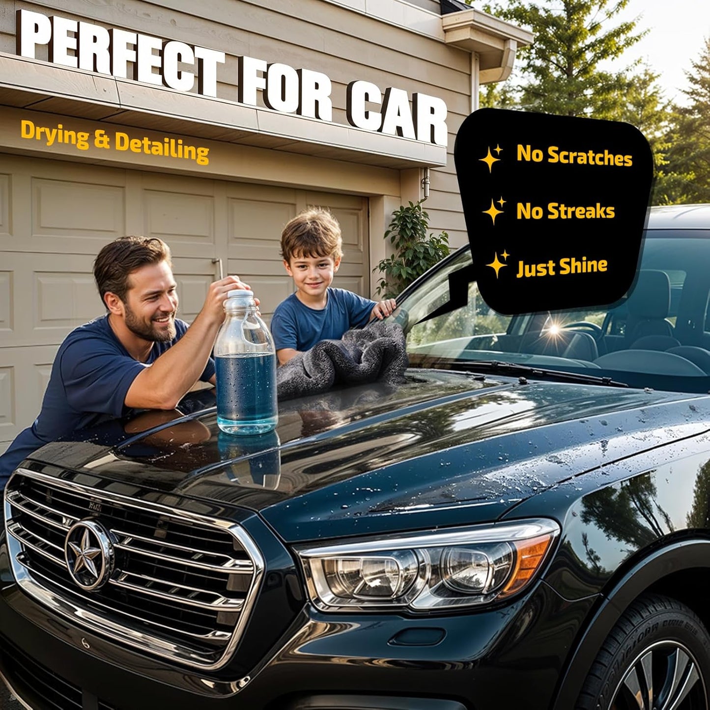 SMINDER Car Drying Towels - Ultra-Absorbent Microfiber (2-Pack, 36" x 24") | Streak-Free & Scratch-Free Design