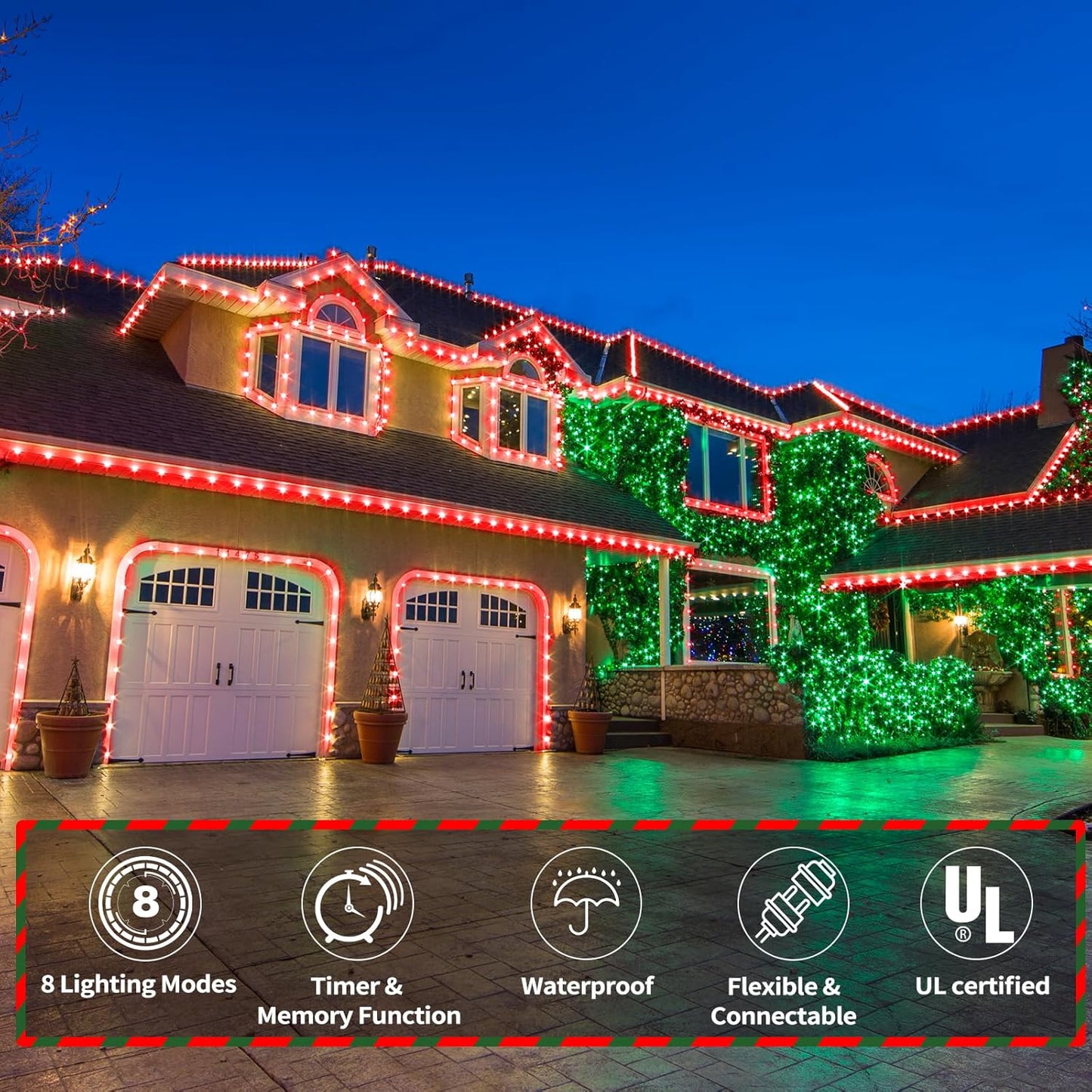 Skiennix 150ft LED Rope Lights - Waterproof, Connectable & Flexible Tube Lights for Indoor/Outdoor Decor (Red)