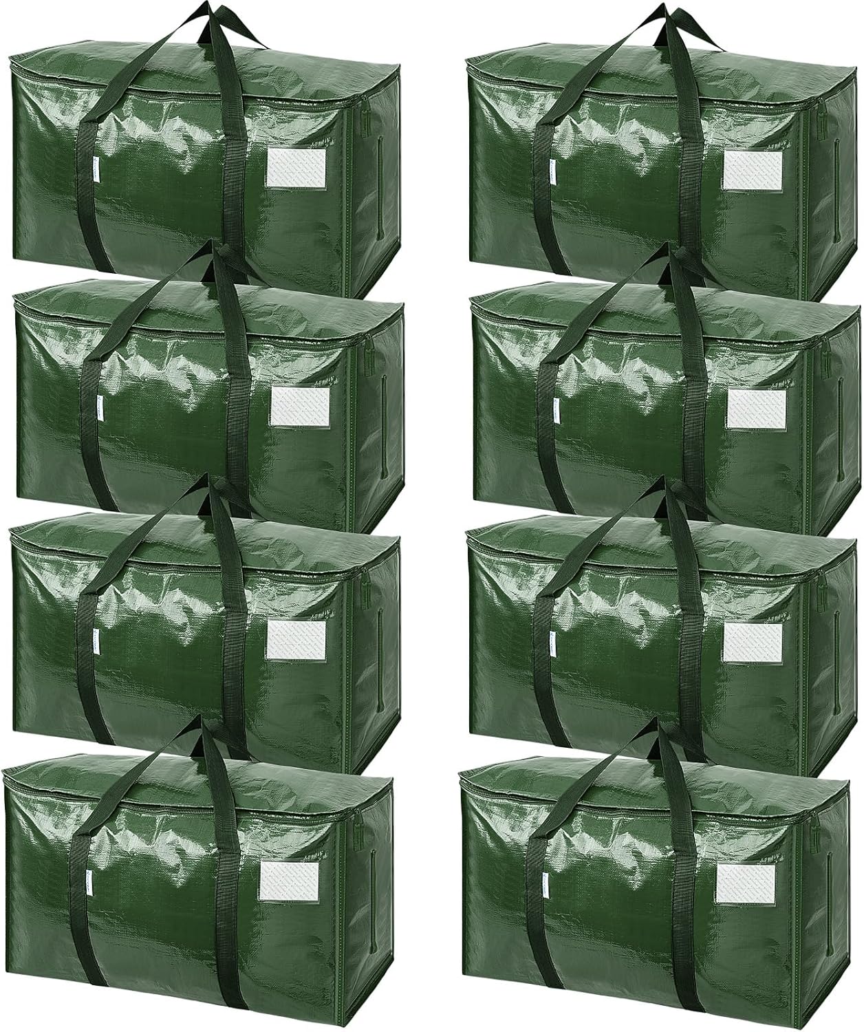 TICONN Extra Large Heavy Duty Moving Bags - Durable Storage with Zippers & Handles | 8 Pack, Olive