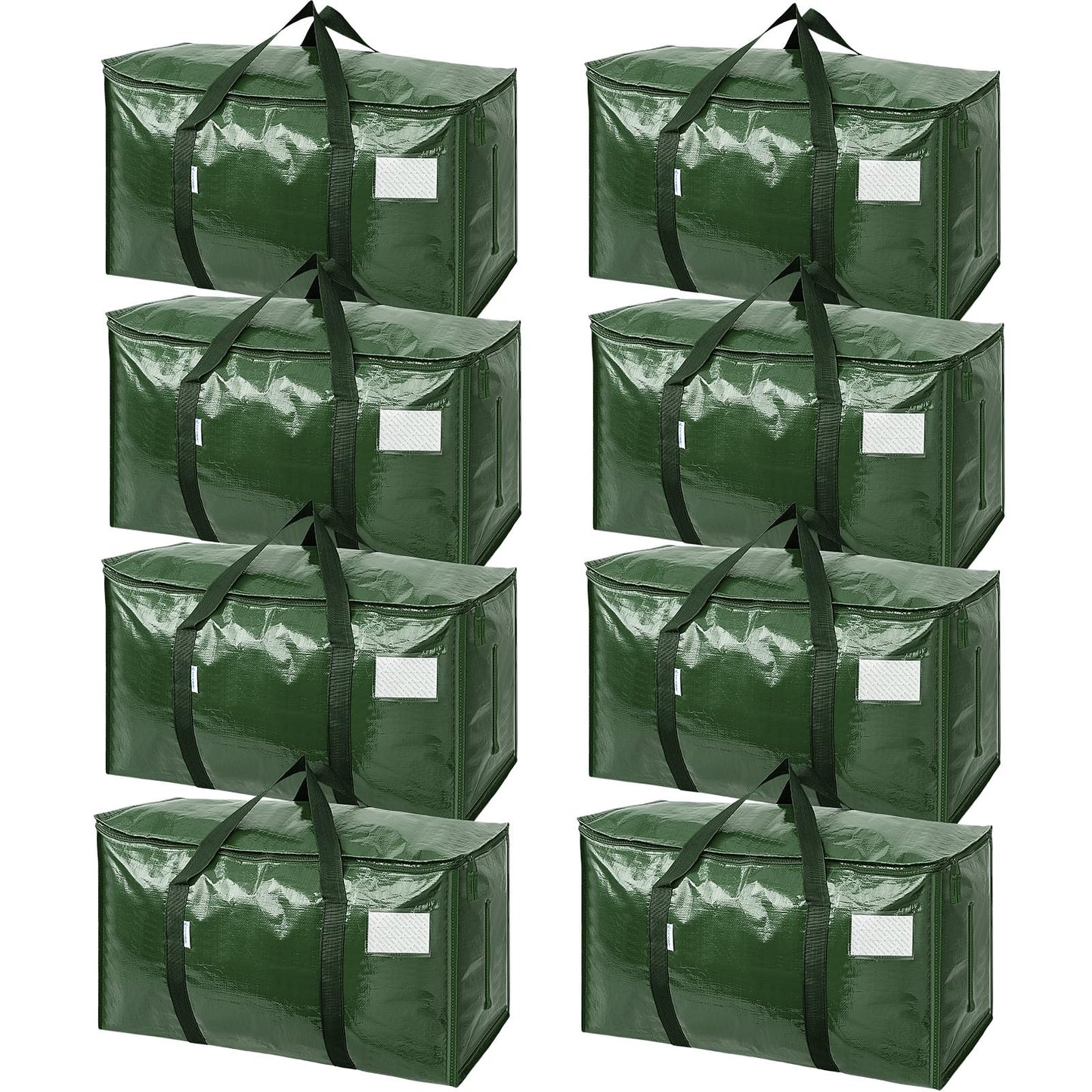 TICONN 8 Pack Extra Large Moving Bags Heavy Duty with Zippers & Carrying Handles, Durable Storage Bags Moving Boxes for Closet Organizers and Storage (8 Pack, Olive)