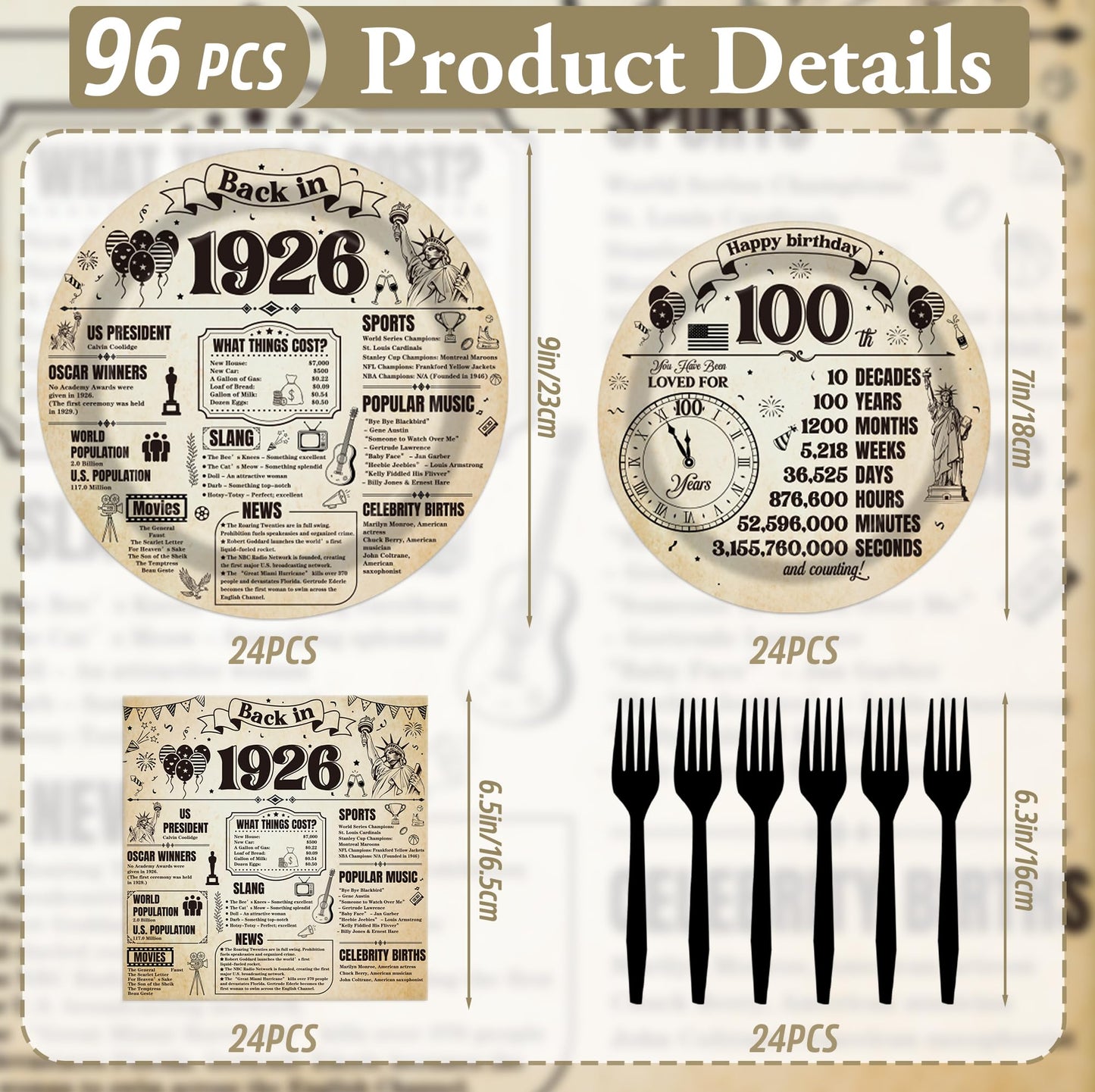 Hokinaa 1985 40th Birthday Decorations - 96 Pcs Black Rose Gold 40th Party Tableware Set, Cheers to 40 Years Disposable Paper Plate Napkin Fork for Women, Birthday Party Supplies Serves 24 Guests