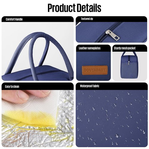 douyadady Lunch Bag Women/Men Lunch Box Women/Men (Dark blue)