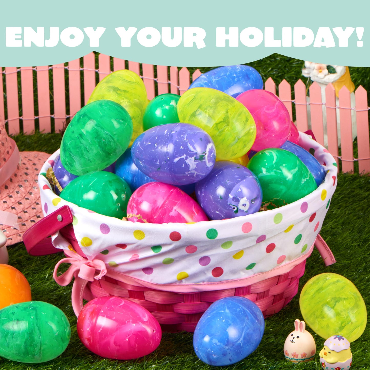 JOYIN 72 Pcs Plastic Iridescent Printed Bright Easter Eggs 3.15" Tall for Easter Hunt, Basket Stuffers Fillers, Classroom Prize Supplies, Filling Treats and Party Favor