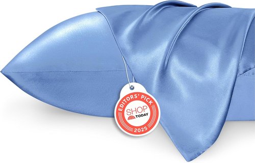 Bedsure Satin Pillowcase - Sky Blue Silky Pillowcases for Hair & Skin | 2 Pack, 20x30 Inches, Envelope Closure