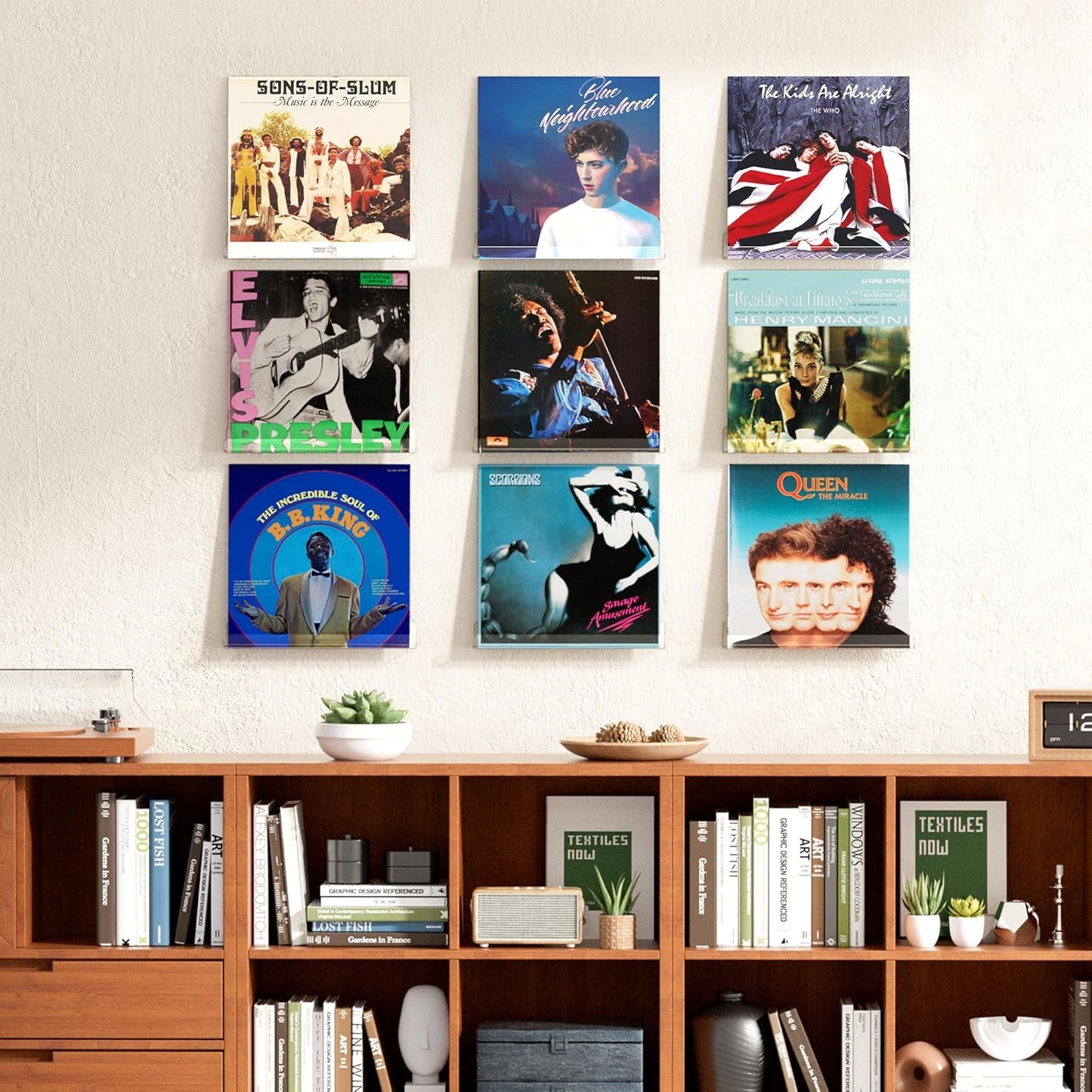 Upsimples Clear Acrylic Wall Shelves - 6 Pack, 1.7" x 12" for Nail Polish, Vinyl Records & Décor