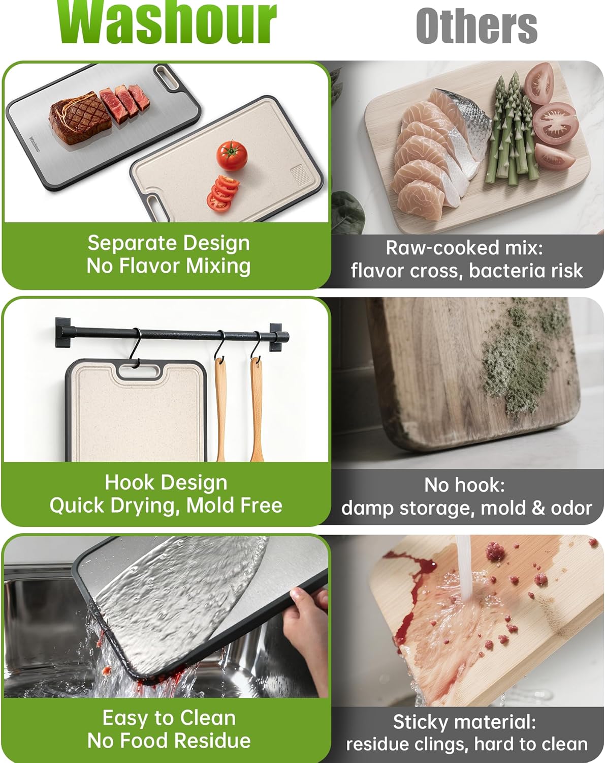 Titanium Cutting Boards - Non-Toxic 2-in-1 Double-Sided Chopping Boards | Large Size (18”×16” & 16”×11”)