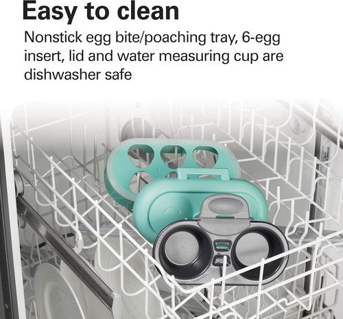 Hamilton Beach Electric Egg Bite Maker - Sous Vide Style Cooker with Nonstick Tray, Teal | Makes 2 Eggs in 10 Minutes