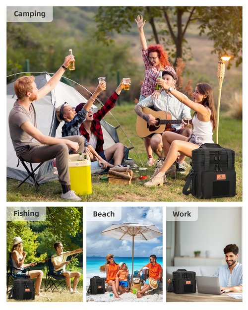 HSHRISH Expandable Large Tactical Lunch Box for Adults, Durable Insulated Lunch Bag with Lots of Storage Space, Cooler Bag for Men Women Work Outdoor Picnic Trip, 16 L, Black