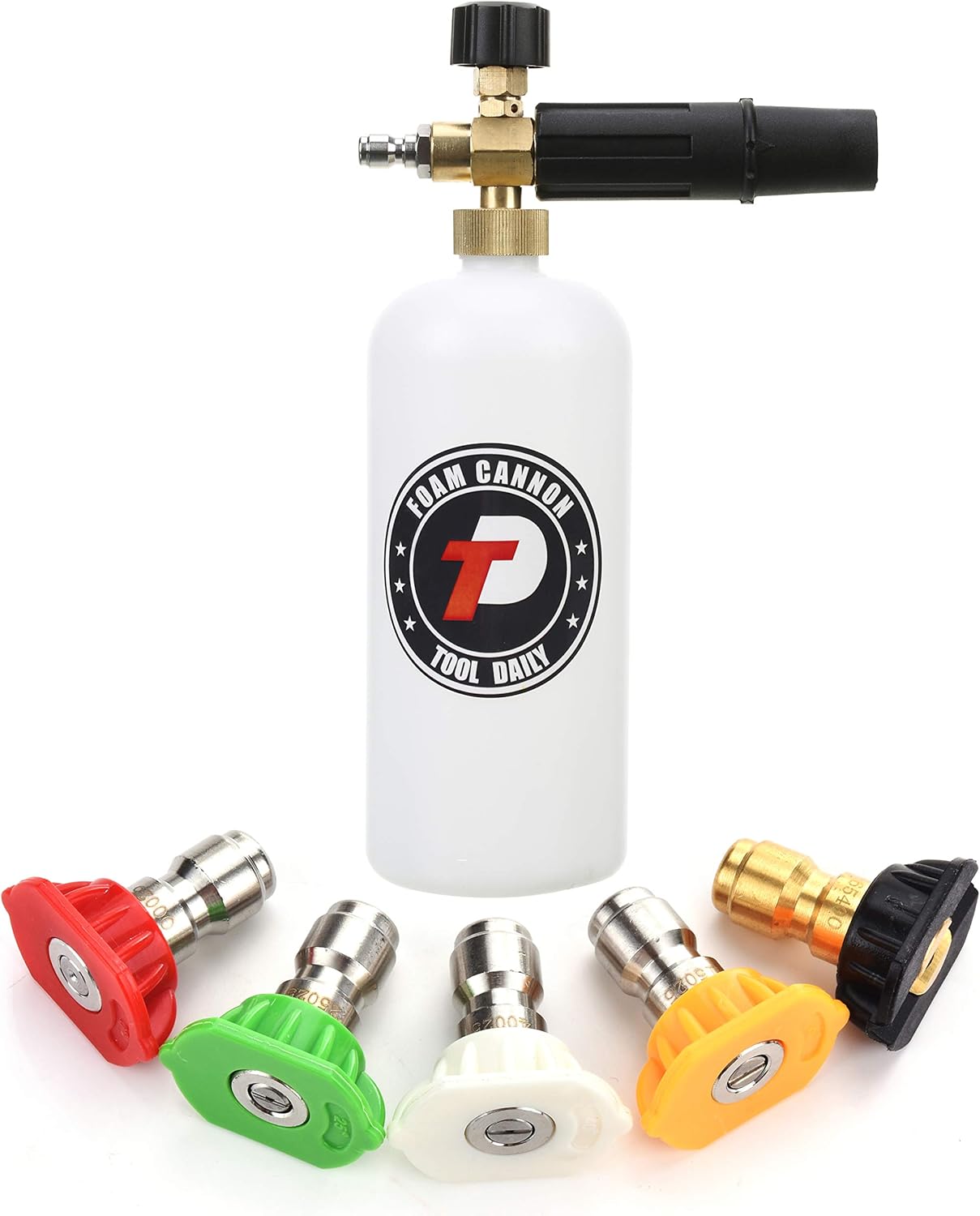Tool Daily Foam Cannon - 1 Liter Pressure Washer Foam Gun with 5 Nozzle Tips & 1/4 Inch Connector
