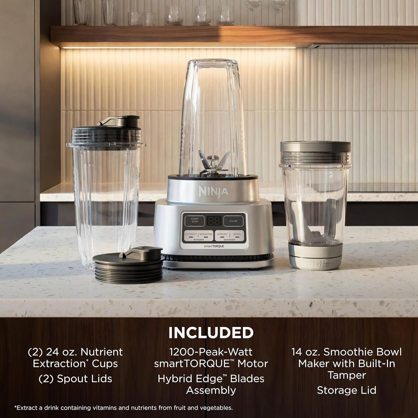Ninja Foodi Blender - Personal Smoothie Maker with Hybrid Blades & To-Go Cups | Silver | 1200 Peak Watts