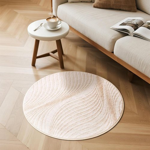Carvapet 2 Ft Round Washable Rug - Imitation Jute Low Pile Carpet with Non-Slip Backing | Stain Resistant for Home & Office