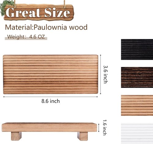 Farmhouse Decor Wood Riser Tray by [Brand Name] - Stylish Pedestal Stand for Kitchen & Bathroom | 8.7 x 3.6 Inches, Brown