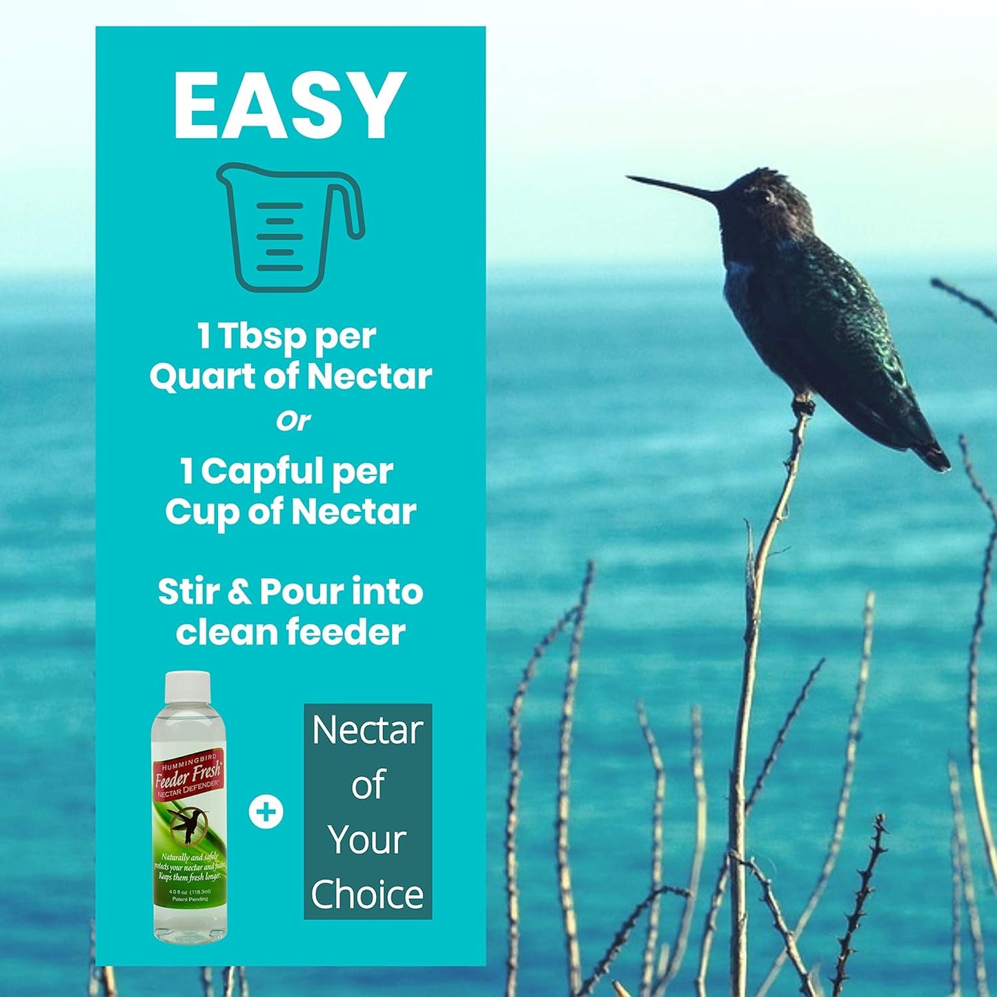 Sapphire Labs Nectar Defender - Hummingbird Nectar Extender for Longer Lasting Feed - 2 Pack
