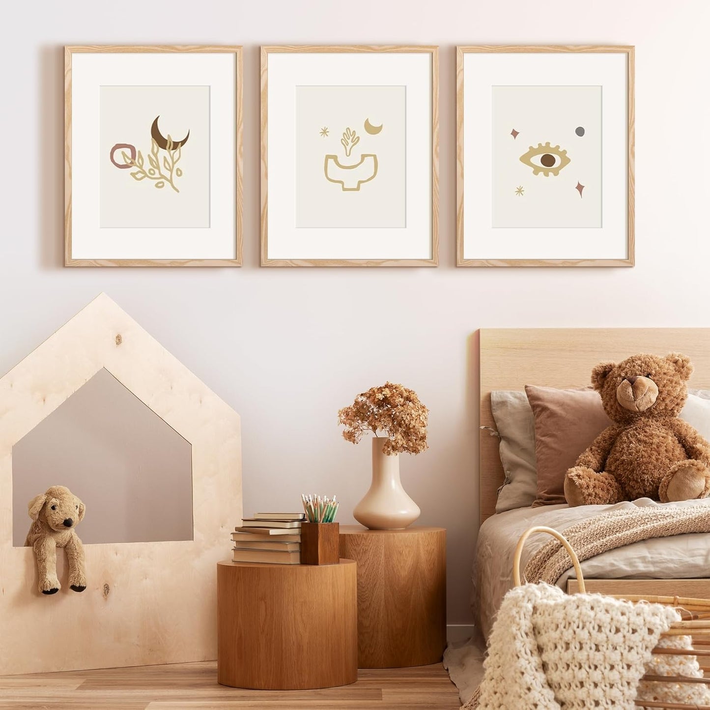 Upsimples 16x20 Picture Frame Set of 5 - Display 11x14 or 16x20 Photos | Natural Wood Gallery Frames