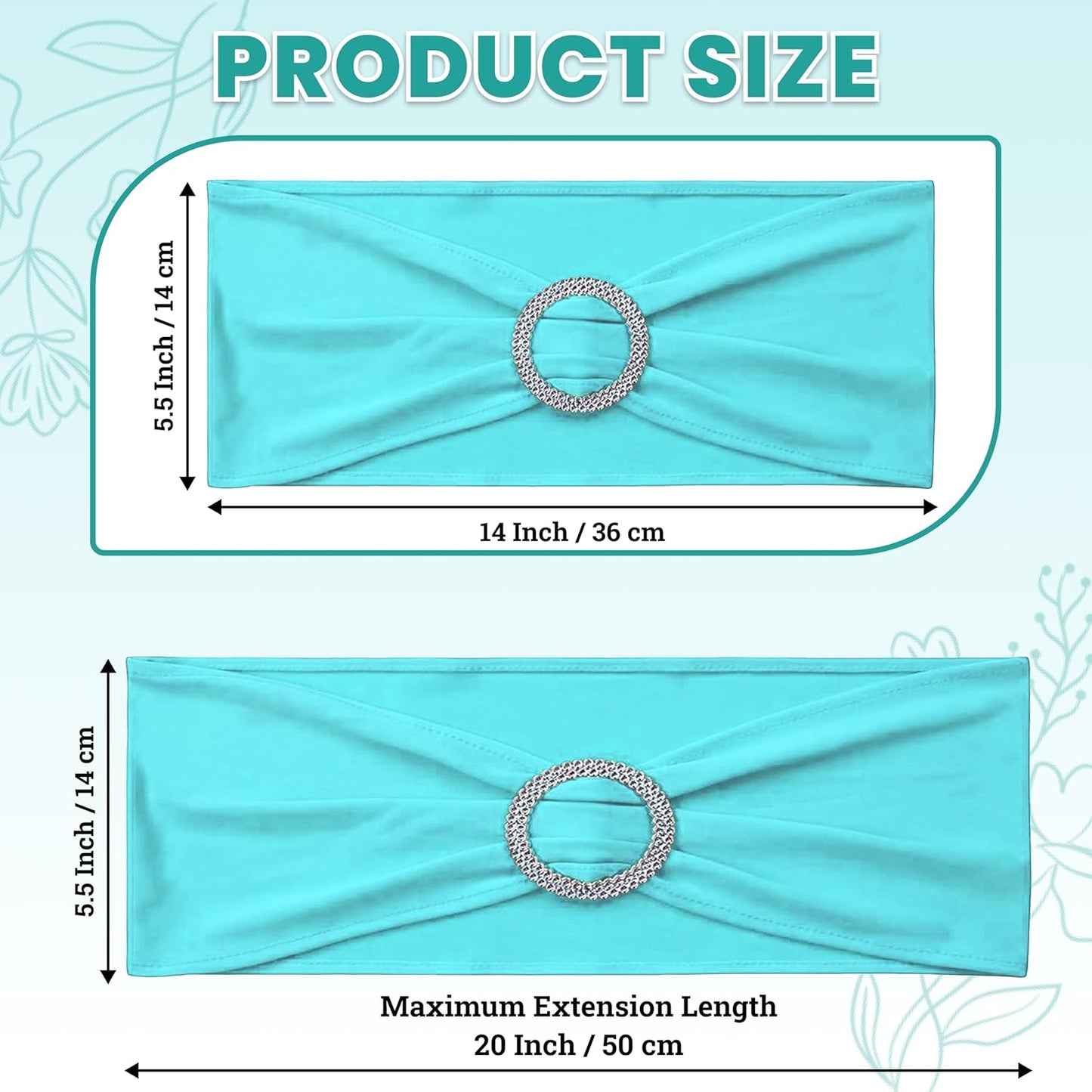 MDS Spandex Chair Sashes - Premium Stretch Covers with Buckle Slider | Universal Fit for Weddings & Events - Aqua Blue