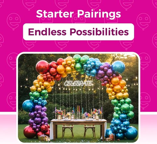 Bezente Metallic Chrome Balloons - 18 Inch Assorted Latex Party Balloons | 30 Pack for Celebrations