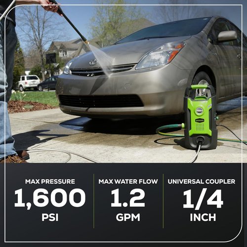 Greenworks Electric Pressure Washer - 1.2 GPM, Lightweight, 20 FT Hose & 35 FT Power Cord | Ideal for Cars, Patios & Decks