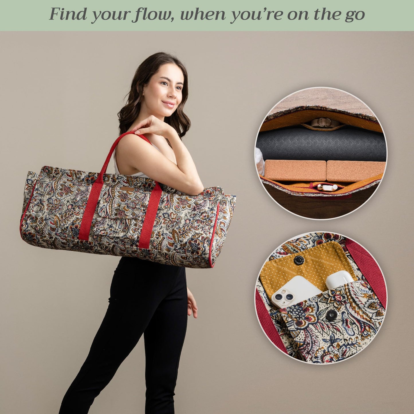 Maison d' Hermine Yoga mat tote bag for Women & Men, Travel Yoga Gym Bag With Pocket and Zipper Mothers Day Gifts - Jaipur