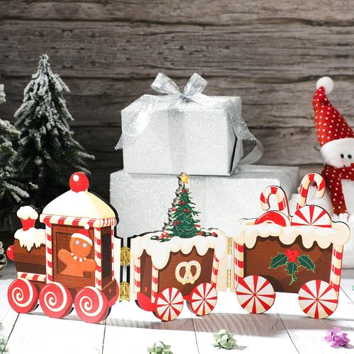 Jetec Gingerbread Train Table Centerpiece - Festive Wooden Christmas Decoration for Home & Office | Gingerbread Man Style