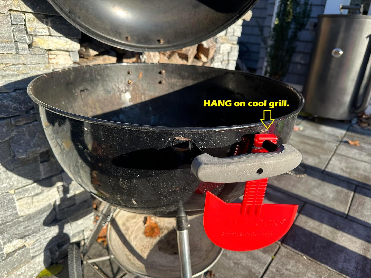 LavaLock Grill Scraper - Effective Residue Remover Tool for Weber Kettle & Smokey Mountain | Red Smoke-n-Scrape