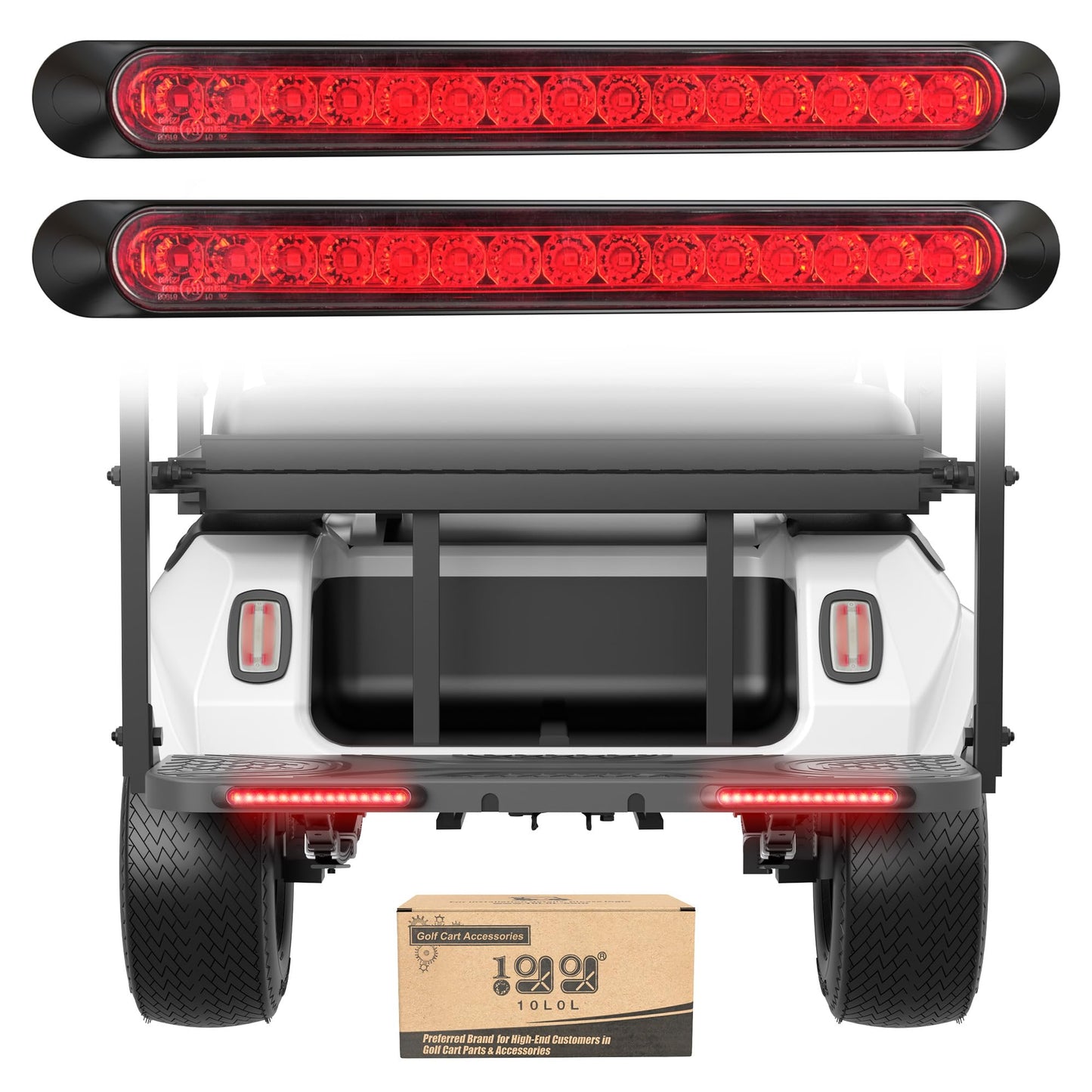 10L0L Universal Golf Cart Taillights - 12V Golf Cart Brake Light Kit with Turn Signal, Tail Lights for Golf Carts, ATV, UTV, and Cars - Easy Direct Wiring & 34‘’ Extended Cable