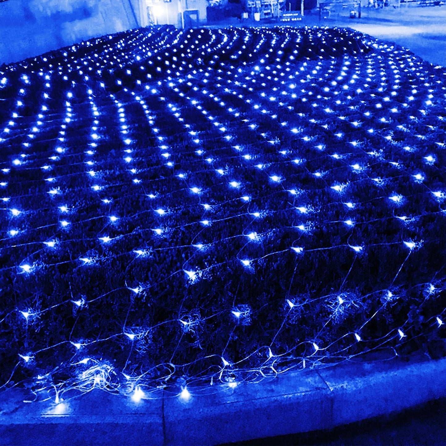 WATERGLIDE 360 LED Outdoor Christmas Net Lights - 12FT x 5FT, Waterproof with 8 Lighting Modes | Blue Holiday Decor