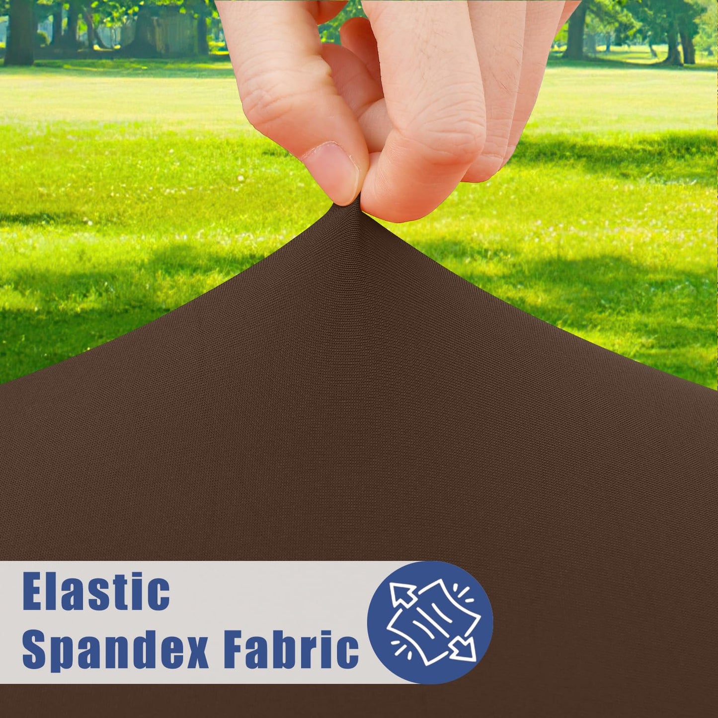 Moosfor Round Spandex Tablecloth, Elastic Fitted Waterproof Tablecloths for 18"-24" Tables, Stretch Washable Picnic Table Cover for Camping, Dining, Indoor and Outdoor, Coffee