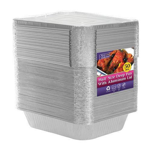 Full Size Aluminum Pans With Lids, 21x13 Large Disposable Roasting & Baking Deep Foil Pans - 10 Pack - Extra Heavy Duty Durable Chafing Trays for Restaurants, Steam Table, Buffets & Bakeware