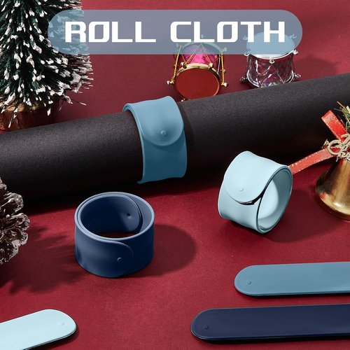Charniol Wrapping Paper Roll Holder - 12-Piece Silicone Covered Metal Strips | 1 x 9 Inch Stabilizer in Blue