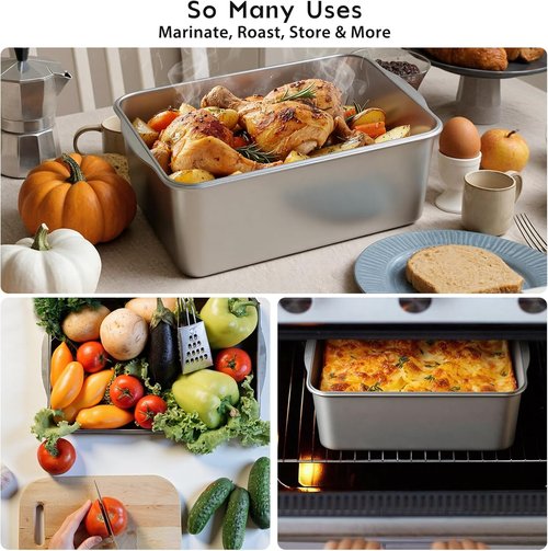 Freshmage Extra Large 7000 ML 304 Stainless Steel Food Storage Container - BPA-Free, Oven Safe with Lid & Handle
